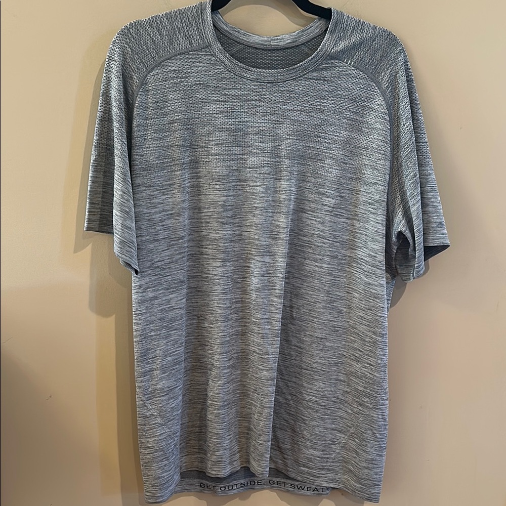 LULULEMON SLTE/WHT Grey White Metal Vent Tech SS Top Shirt Men's